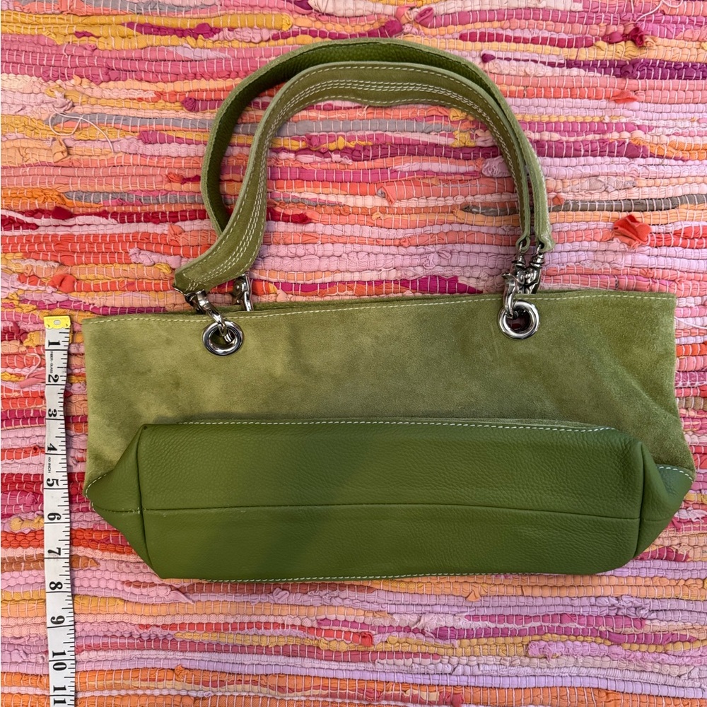 J. Jill Two-Tone Green Suede Shoulder Bag